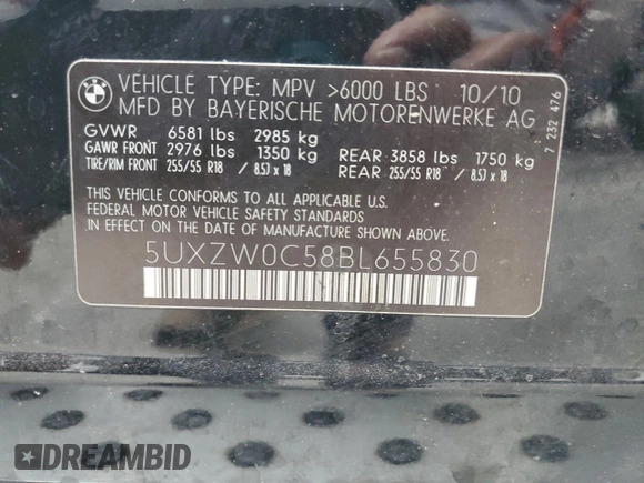 2011 BMW X5 35d z VIN 5UXZW0C58BL655830, wystawiony jako Copart lot #60874685 z przebiegiem Nie podano mil oraz Czysty tytuł • Clean title. Historia ofert i sprzedaży dostępna na DreamBid. Obrazek 13.