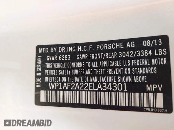 2014 Porsche Cayenne Diesel с VIN WP1AF2A22ELA34301, выставлен на аукционе IAAI как лот 42749071 с пробегом 126 593 миль миль и . История ставок и продаж доступна на DreamBid. Изображение 9.