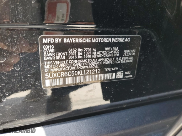 2019 BMW X5 xDrive40i with VIN 5UXCR6C50KLL21212, listed as a Copart auction lot 51939165 with 49,973 mi miles and Salvage Title. Bid and sale history available at carsss.com. Image 15.
