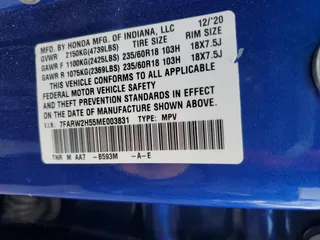 2021 Honda CR-V EX with VIN 7FARW2H55ME003831, listed as a Copart auction lot 47238965 with 57,093 mi miles and Salvage Title. Bid and sale history available at carsss.com. Image 13.