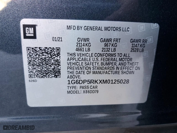 2021 Cadillac CT5 Sport with VIN 1G6DP5RKXM0125028, listed as a Copart auction lot 73395454 with 25,451 mi miles and Salvage Title. Bid and sale history available at carsss.com. Image 12.