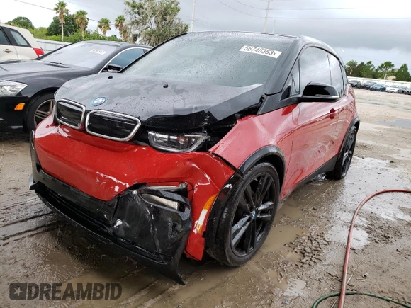 2018 BMW i3 s with VIN WBY7Z8C51JVB87393, listed as a Copart auction lot 56746363 with 45,469 mi miles. Bid and sale history available at carsss.com. Image 1.