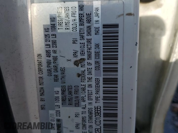2012 Mazda 5 Sport with VIN JM1CW2BLXC0109665, listed as a Copart auction lot 64067154 with 165,148 mi miles and Salvage Title. Bid and sale history available at DreamBid. Image 13.