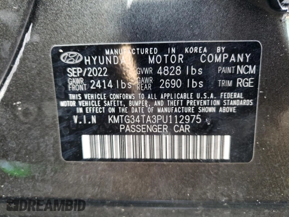 2023 Genesis G70 2.0T with VIN KMTG34TA3PU112975, listed as a Copart auction lot 69425084 with 0 mi miles and Salvage Title. Bid and sale history available at carsss.com. Image 13.