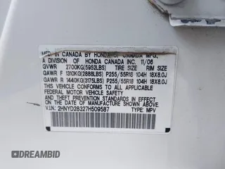 2007 Acura MDX Tech Pkg with VIN 2HNYD28327H509587, listed as a IAAI auction lot 41854884 with 168,082 mi miles. Bid and sale history available at carsss.com. Image 9.