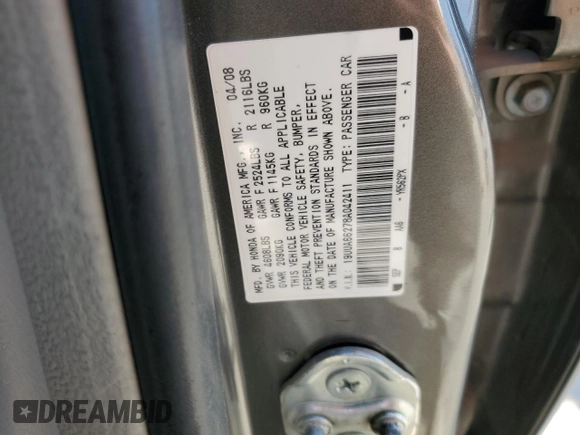 2008 Acura TL with VIN 19UUA66278A042411, listed as a Copart auction lot 52415975 with 263,830 mi miles and Non Repairable. Bid and sale history available at carsss.com. Image 14.