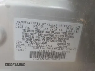 2014 Nissan Note S Plus with VIN 3N1CE2CP8EL378518, listed as a Copart auction lot 60068775 with 240,040 mi miles and Salvage title. Bid and sale history available at DreamBid. Image 13.