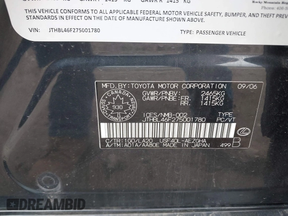 2007 Lexus LS 460 z VIN JTHBL46F275001780, wystawiony jako IAAI lot #41921719 z przebiegiem 65 407 mil mil oraz . Historia ofert i sprzedaży dostępna na DreamBid. Obrazek 9.