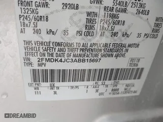 2010 Ford Edge SEL with VIN 2FMDK4JC3ABB15697, listed as a IAAI auction lot 41843677 with 244,248 mi miles. Bid and sale history available at carsss.com. Image 9.