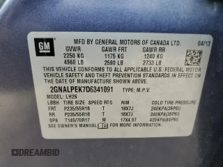 2013 Chevrolet Equinox LT z VIN 2GNALPEK7D6341091, wystawiony jako Copart lot #56334935 z przebiegiem 125 277 mil mil oraz Szkoda całkowita • Salvage title. Historia ofert i sprzedaży dostępna na DreamBid. Obrazek 13.