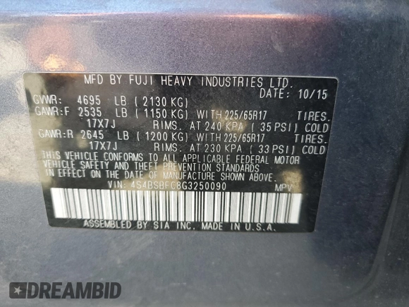 2016 Subaru Outback Premium z VIN 4S4BSBFC8G3250090, wystawiony jako Copart lot #49001755 z przebiegiem 112 326 mil mil oraz Szkoda całkowita • Salvage title. Historia ofert i sprzedaży dostępna na DreamBid. Obrazek 15.
