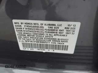 2014 Honda Ridgeline RTL with VIN 5FPYK1F50EB002577, listed as a IAAI auction lot 41931258 with 147,665 mi miles. Bid and sale history available at carsss.com. Image 9.