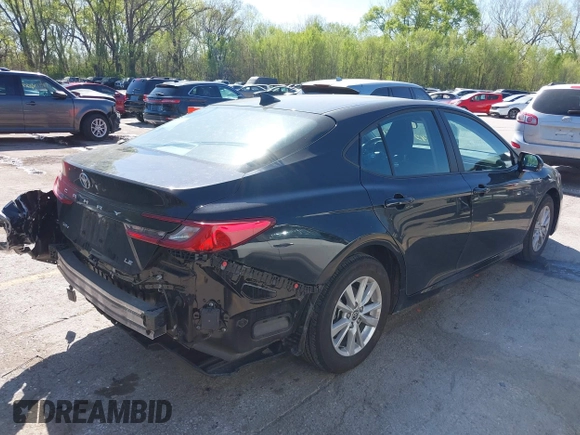 2025 Toyota Camry LE with VIN 4T1DAACK4SU513633, listed as a IAAI auction lot 42034741 with 27,024 mi miles and . Bid and sale history available at DreamBid. Image 4.