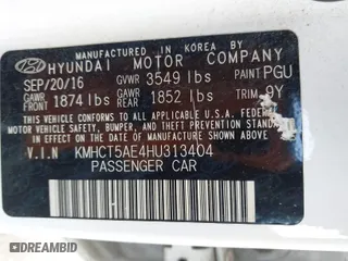 2017 Hyundai Accent SE with VIN KMHCT5AE4HU313404, listed as a IAAI auction lot 42035860 with 123,951 mi miles. Bid and sale history available at carsss.com. Image 9.