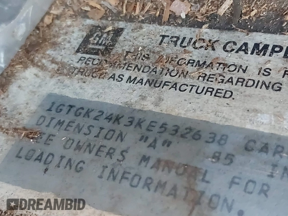 1989 GMC Sierra 2500 z VIN 1GTGK24K3KE532638, wystawiony jako IAAI lot #41830554 z przebiegiem 177 390 mil mil oraz . Historia ofert i sprzedaży dostępna na DreamBid. Obrazek 9.