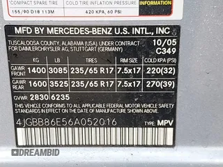2006 Mercedes-Benz M 350 with VIN 4JGBB86E56A052016, listed as a IAAI auction lot 41870998 with 223,096 mi miles and . Bid and sale history available at DreamBid. Image 9.