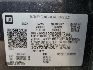 2022 Cadillac XT4 AWD Premium Luxury with VIN 1GYFZDR42NF147920, listed as a Copart auction lot 84058554 with 12,145 mi miles and Salvage Title. Bid and sale history available at carsss.com. Image 13.