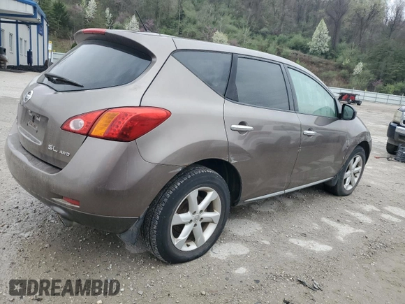 2009 Nissan Murano S with VIN JN8AZ18WX9W207406, listed as a Copart auction lot 51502925 with Not Provided miles and Salvage Title. Bid and sale history available at carsss.com. Image 3.