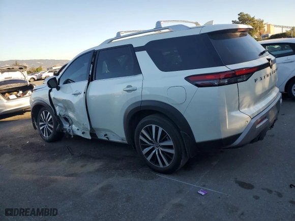 2023 Nissan Pathfinder Platinum with VIN 5N1DR3DHXPC271547, listed as a Copart auction lot 83401484 with 27,310 mi miles and Salvage Title. Bid and sale history available at carsss.com. Image 2.