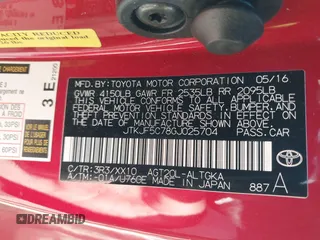 2016 Scion tC with VIN JTKJF5C78GJ025704, listed as a IAAI auction lot 41706518 with 29,460 mi miles. Bid and sale history available at carsss.com. Image 9.