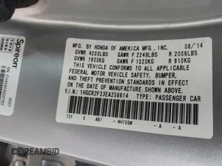 2014 Honda Accord LX with VIN 1HGCR2F33EA258614, listed as a IAAI auction lot 41759607 with 88,347 mi miles and . Bid and sale history available at carsss.com. Image 9.