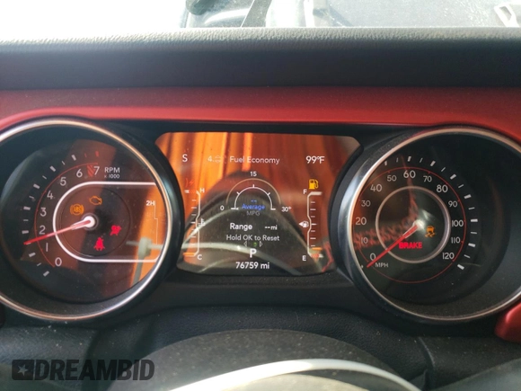 2021 Jeep Gladiator Rubicon with VIN 1C6JJTBG3ML602478, listed as a Copart auction lot 58138705 with 76,759 mi miles and Salvage title. Bid and sale history available at DreamBid. Image 9.