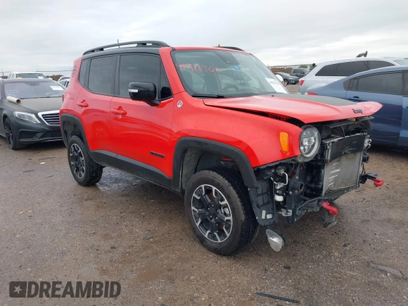 2023 Jeep Renegade Trailhawk with VIN ZACNJDC19PPP62601, listed as a IAAI auction lot 41911700 with 23,973 mi miles and . Bid and sale history available at DreamBid. Image 1.