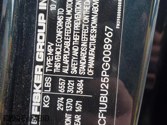 2023 Fisker Ocean Ultra z VIN VCF1UBU25PG008967, wystawiony jako Copart lot #87314004 z przebiegiem Nie podano mil oraz Tytuł czysty. Historia ofert i sprzedaży dostępna na DreamBid. Obrazek 13.