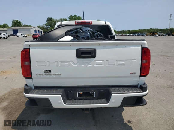 2021 Chevrolet Colorado 4WD Z71 with VIN 1GCGTDENXM1157360, listed as a Copart auction lot 59585985 with 53,156 mi miles and Salvage title. Bid and sale history available at DreamBid. Image 6.
