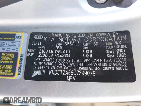2012 Kia Soul + with VIN KNDJT2A66C7399079, listed as a IAAI auction lot 40770787 with 69,232 mi miles and . Bid and sale history available at DreamBid. Image 9.