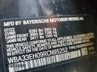 2024 BMW 7 Series 740i xDrive z VIN WBA33EH09RCN95252, wystawiony jako Copart lot #62466064 z przebiegiem Nie podano mil oraz Szkoda całkowita • Salvage title. Historia ofert i sprzedaży dostępna na DreamBid. Obrazek 12.