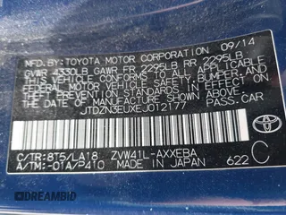 2014 Toyota Prius Two with VIN JTDZN3EUXEJ012177, listed as a IAAI auction lot 42109871 with 234,480 mi miles and . Bid and sale history available at DreamBid. Image 9.