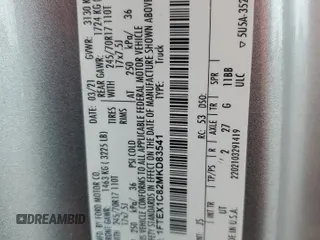 2021 Ford F-150 XL с VIN 1FTEX1C82MKD83541, выставлен на аукционе Copart как лот 74761814 с пробегом 107 583 миль миль и Списание • Salvage title. История ставок и продаж доступна на DreamBid. Изображение 13.