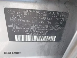 2008 Hyundai Azera Limited with VIN KMHFC46FX8A264798, listed as a IAAI auction lot 42684089 with 204,377 mi miles and . Bid and sale history available at DreamBid. Image 9.
