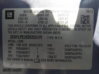 2013 Chevrolet Equinox LT with VIN 2GNFLPE35D6356476, listed as a IAAI auction lot 41192892 with 202,922 mi miles. Bid and sale history available at carsss.com. Image 9.