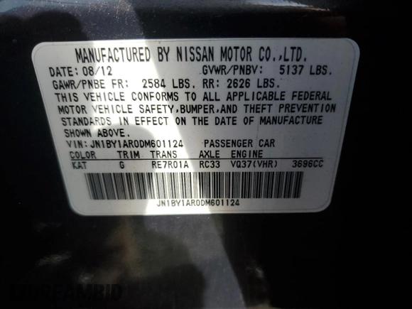 2013 Infiniti M z VIN JN1BY1AR0DM601124, wystawiony jako Copart lot #42509265 z przebiegiem 107 719 mil mil oraz Szkoda całkowita • Salvage title. Historia ofert i sprzedaży dostępna na DreamBid. Obrazek 13.
