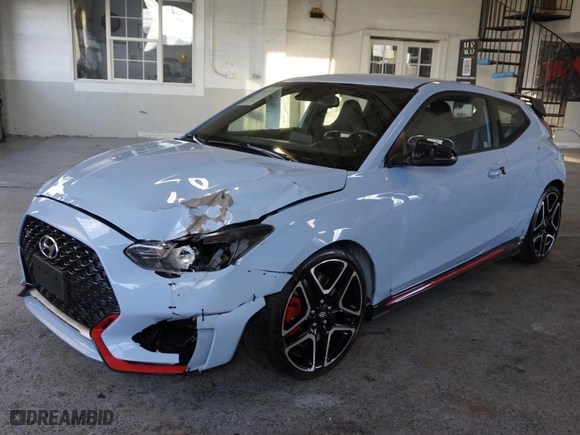 2021 Hyundai Veloster N with VIN KMHT36AH6MU009517, listed as a Copart auction lot 80048374 with 19,149 mi miles and Salvage Title. Bid and sale history available at carsss.com. Image 2.