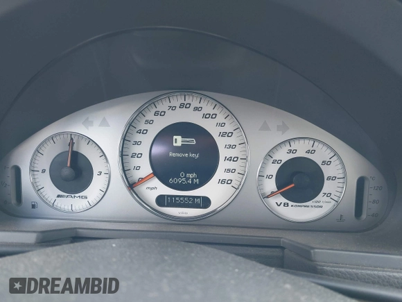 2004 Mercedes-Benz E 55 AMG with VIN WDBUF76J94A581764, listed as a IAAI auction lot 42028512 with 115,552 mi miles and . Bid and sale history available at DreamBid. Image 7.