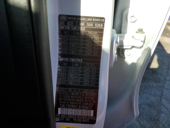 2018 Land Rover Discovery Sport HSE with VIN SALCR2RX1JH769472, listed as a Copart auction lot 88371765 with 72,061 mi miles and Salvage Title. Bid and sale history available at DreamBid. Image 13.