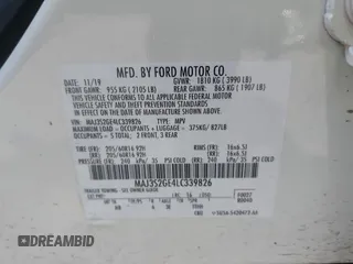 2020 Ford EcoSport SE z VIN MAJ3S2GE4LC339826, wystawiony jako IAAI lot #42009372 z przebiegiem 23 745 mil mil oraz . Historia ofert i sprzedaży dostępna na DreamBid. Obrazek 9.