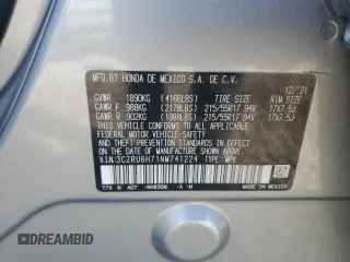 2022 Honda HR-V EX-L with VIN 3CZRU6H71NM741224, listed as a Copart auction lot 49439515 with 27,961 mi miles and Salvage Title. Bid and sale history available at carsss.com. Image 14.