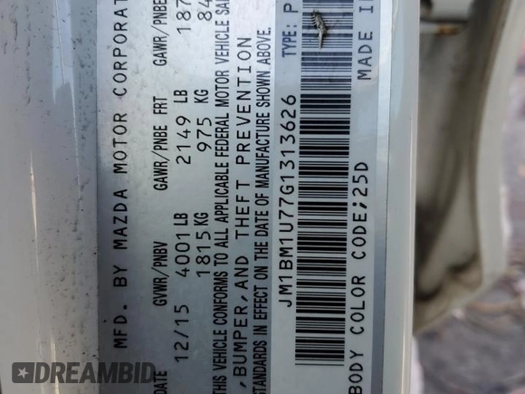 2016 Mazda 3 i Sport with VIN JM1BM1U77G1313626, listed as a Copart auction lot 44438735 with 106,973 mi miles and Salvage Title. Bid and sale history available at carsss.com. Image 12.