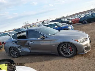 2019 Infiniti Q50 Red Sport 400 with VIN JN1FV7AP3KM760678, listed as a IAAI auction lot 41771176 with 31,562 mi miles and . Bid and sale history available at DreamBid. Image 13.