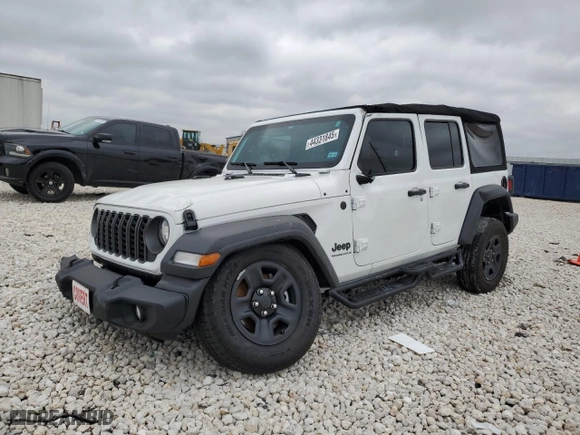 2024 Jeep Wrangler Sport with VIN 1C4PJXDG1RW349674, listed as a Copart auction lot 44331845 with 2,677 mi miles and Salvage Title. Bid and sale history available at carsss.com. Image 1.