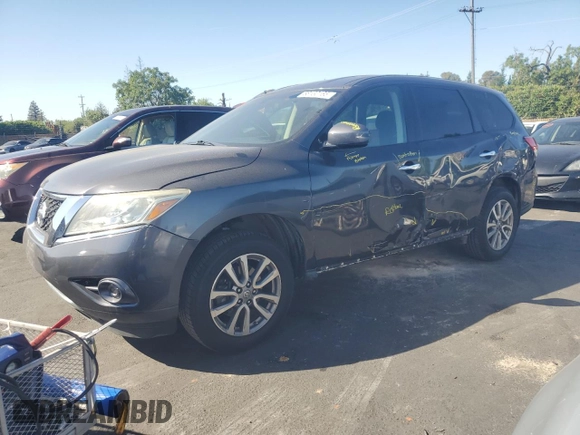 2014 Nissan Pathfinder S z VIN 5N1AR2MN4EC645392, wystawiony jako Copart lot #56152165 z przebiegiem 125 459 mil mil oraz Szkoda całkowita • Salvage title. Historia ofert i sprzedaży dostępna na DreamBid. Obrazek 1.