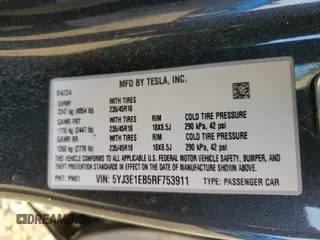 2024 Tesla Model 3 Long Range with VIN 5YJ3E1EB5RF753911, listed as a Copart auction lot 45477385 with 12,164 mi miles and Salvage Title. Bid and sale history available at DreamBid. Image 14.