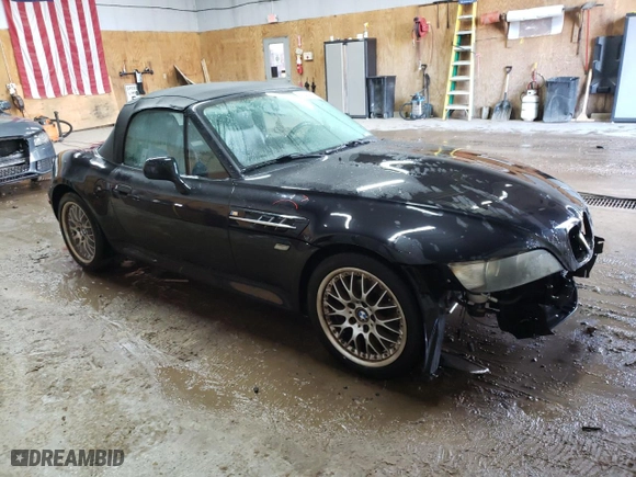 2001 BMW Z3 3.0i with VIN WBACN53411LJ55812, listed as a Copart auction lot 78476994 with 77,814 mi miles and Salvage Title. Bid and sale history available at carsss.com. Image 4.