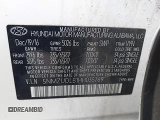 2017 Hyundai Santa Fe 2.4L с VIN 5NMZUDLB1HH035769, выставлен на аукционе IAAI как лот 42764052 с пробегом 73 139 миль миль и . История ставок и продаж доступна на DreamBid. Изображение 9.