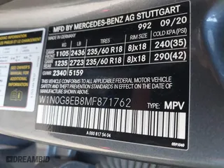 2021 Mercedes-Benz GLC with VIN W1N0G8EB8MF871762, listed as a IAAI auction lot 41835783 with 55,975 mi miles. Bid and sale history available at carsss.com. Image 9.