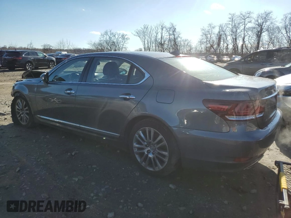 2015 Lexus LS 460 L with VIN JTHGL1EFXF5055493, listed as a Copart auction lot 86601044 with 130,849 mi miles and Salvage title. Bid and sale history available at DreamBid. Image 2.